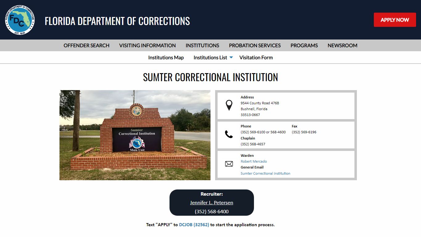 Sumter Correctional Institution -- Florida Department of Corrections