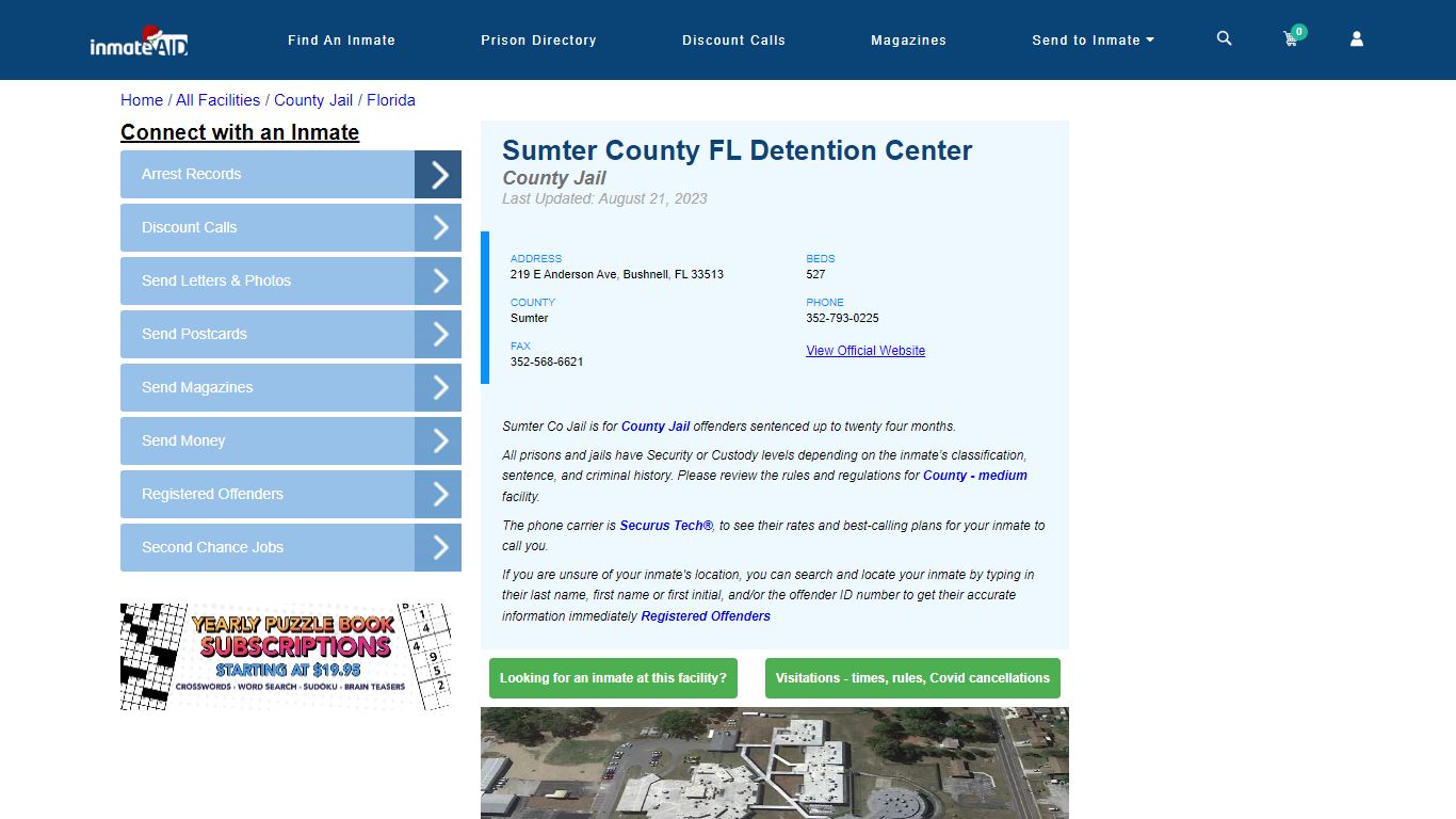 Sumter County FL Detention Center - Inmate Locator - Bushnell, FL
